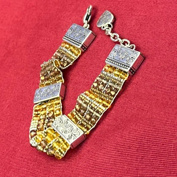 Brighton “Bedazzled” Silver-Plated Bracelet w/Amber-Colored Crystals - Picture 15 of 15